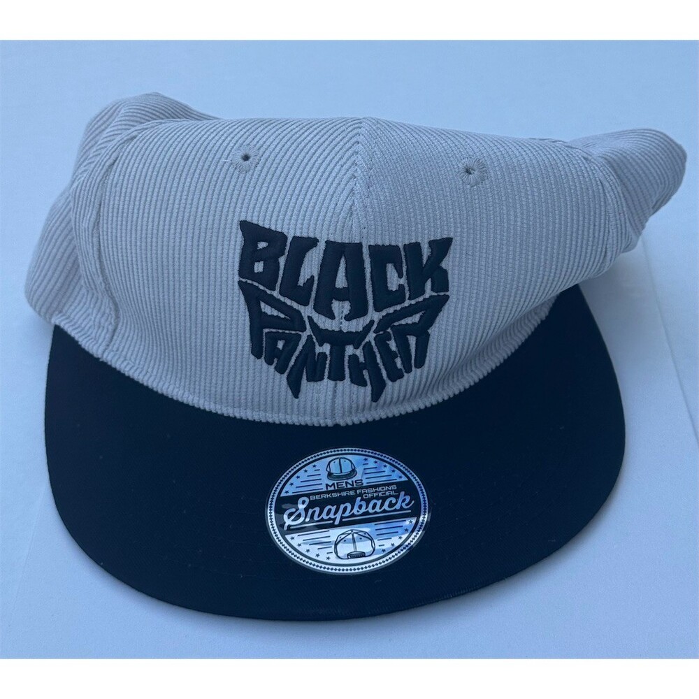 Marvel Black Panther Snapback Hat Cap Gray Beige Black Flat Bill One Size